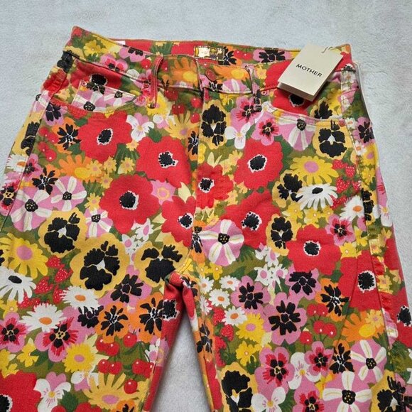 31 Mother x Anthropologie Mid-rise Smokin double flood Flowers Al Fresco jeans - Picture 5 of 11